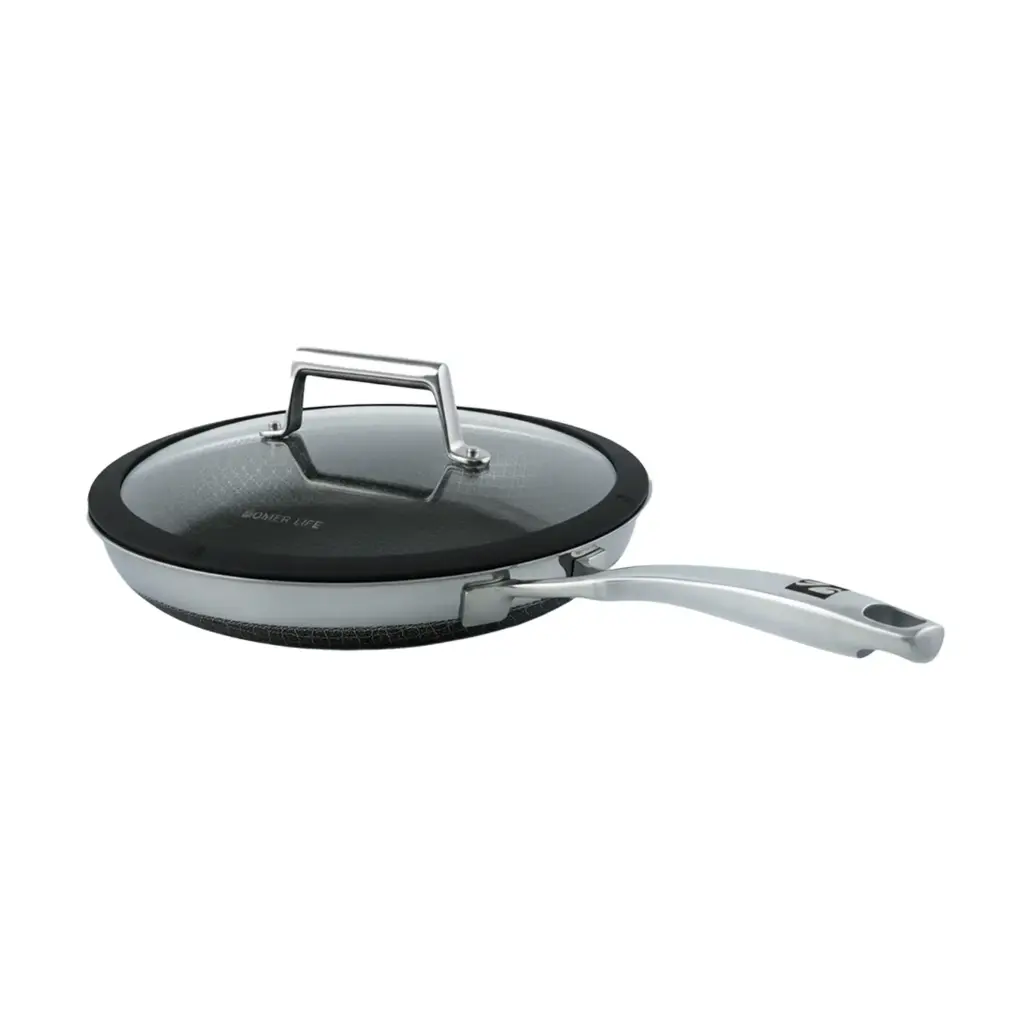 Nomer Tri-Ply Non Stick Stainless Steel 22 One Handle Fry Pan Cookware Double Side Coating Series
