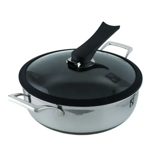 Nomer Ultra Cook™ 3-Ply Stainless Steel Fry Pan with Lid (8.7-inch) 